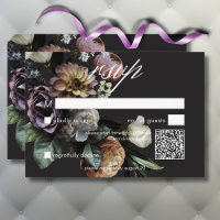 Elegant Moody Twilight Mled Floral QR Code