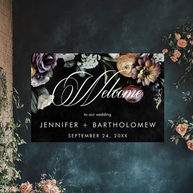 Elegant Moody Twilight Mled Pastel Floral Willkomm Poster (Elegant Moody Twilight Muted Pastel Floral Welcome Poster)