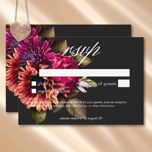 Elegant Moody Vibranly Sunset Floral No Dinner RSVP Karte