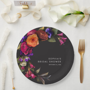 Elegant Moody Vibrant Harvest Blumendusche Pappteller
