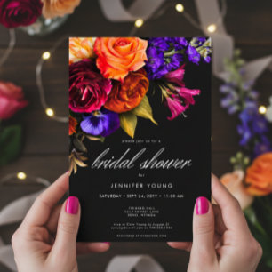 Elegant Moody Vibrant Harvest Brautparty Einladung