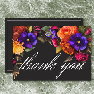 Elegant Moody Vibrant Harvest Floral Brautparty Dankeskarte
