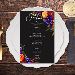 Élégant Moody Vibrant Harvest Floral Mariage Menu