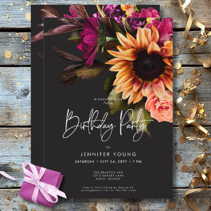 Elegant Moody Vibrant Sunset Floral Geburtstag Einladung