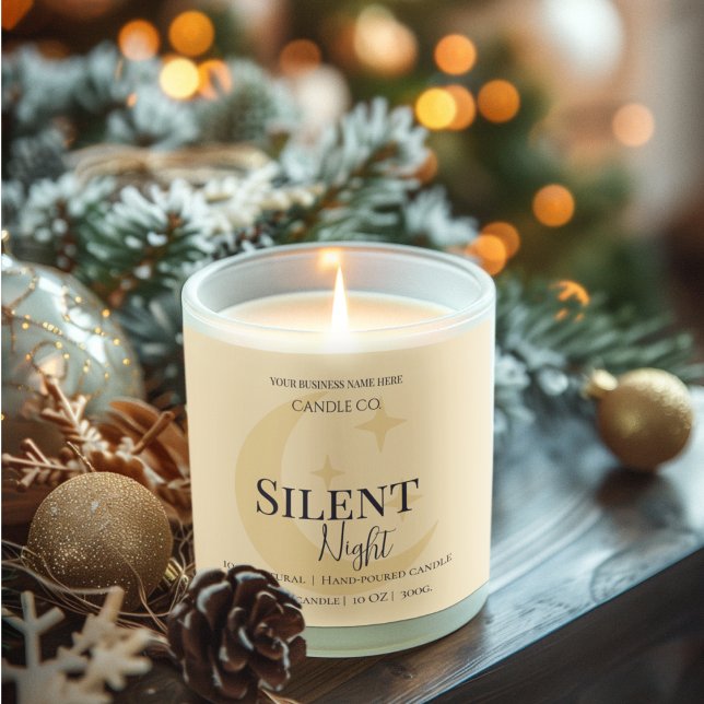 Elegant Moon & Stars Custom Holiday Candle Label Quadratischer Aufkleber (Von Creator hochgeladen)