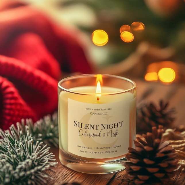 Elegant Moon & Stars Custom Holiday Candle Label Quadratischer Aufkleber (Von Creator hochgeladen)