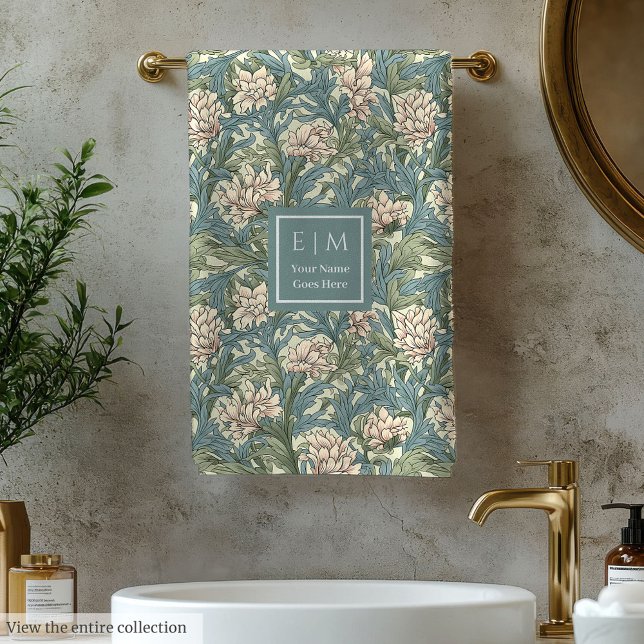 Elégant Morris Inspiré Pimpernel Floral Pastel (Elegant Morris Inspired Pimpernel Floral Pastel Bath Towel Set)