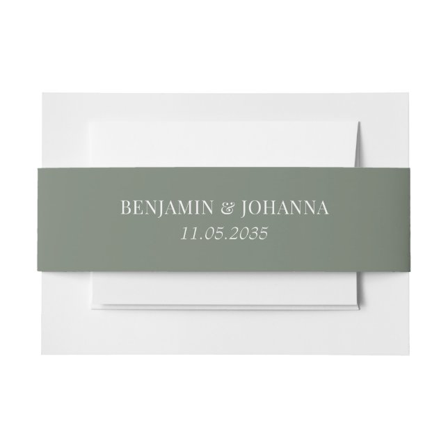 Elegant Moss Green Wedding Custom Einladungsbanderole (Vorderseite Beispiel)