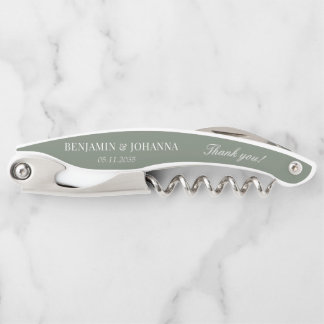 Elegant Moss Green Wedding Vielen Dank Kellnermesser