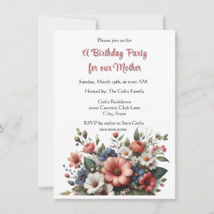 Elegant Mother Happy Birthday Party Einladung