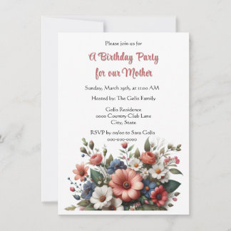 Elegant Mother Happy Birthday Party Einladung