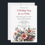 Elegant Mother Happy Birthday Party Einladung<br><div class="desc">Diese Geburtstagsfeier für eine Mutter ist eine gute Wahl für eine Ansammlung. Das Design verfügt über eine KI-generierte Blume mit grünen Blätter auf weißem Hintergrund. Sie können diese Einladung als Kopie oder als Sofortdownload kaufen; die Wahl liegt bei Ihnen.</div>