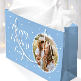 Elegant Mother's Day Custom Photos Blue White Große Geschenktüte