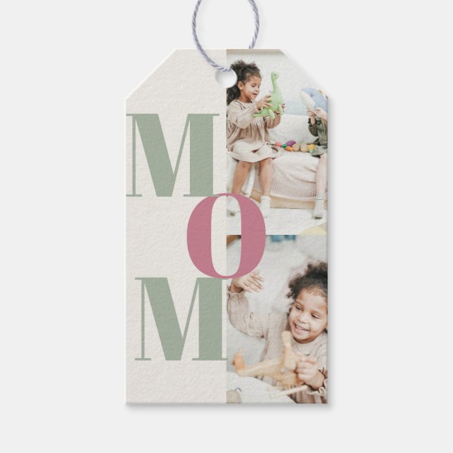 Elegant Mother's Day Foto Collage | MAMAS - Geschenkanhänger (Vorderseite)