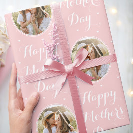 Elegant Mother's Day Personalized Photo Pink Geschenkpapier