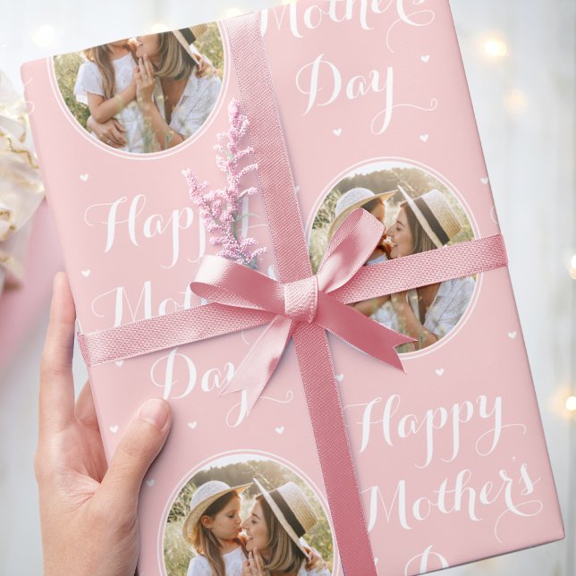 Elegant Mother's Day Personalized Photo Pink Geschenkpapier (Von Creator hochgeladen)
