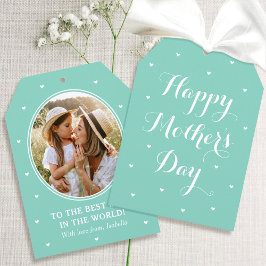 Elegant Mother's Day Photo Script Mint Green White Karte