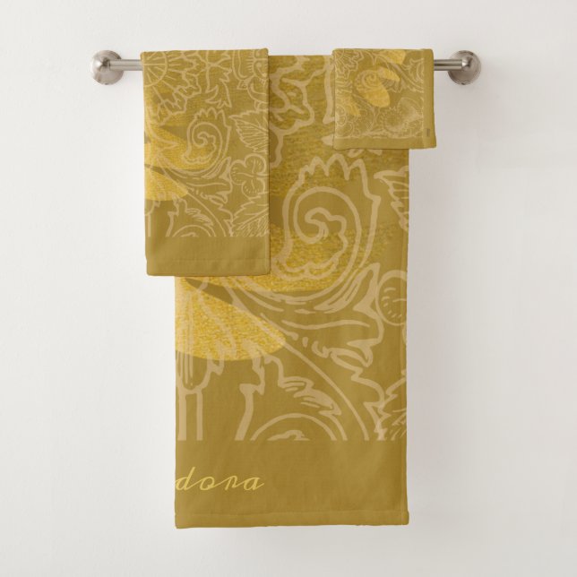 Élégant Motif classique de feuille d'or Ocher (En situation)