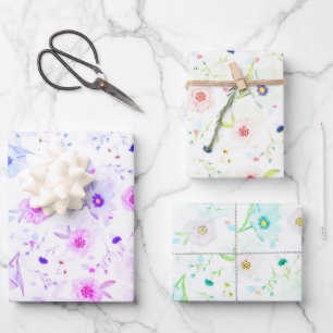 Elégant motif d'aquarelle florale papier d'emballa