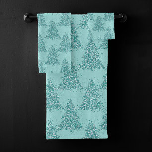 Élégant Motif d'arbre   Luxe Aqua Mint Christmas