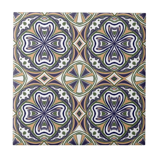 Élégant Motif de carreaux géométriques verts 2 (Devant)