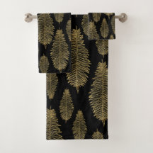 Élégant Motif de feuilles de foune à l'or noir