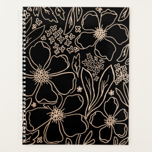Élégant motif de fleurs de ligne dorée