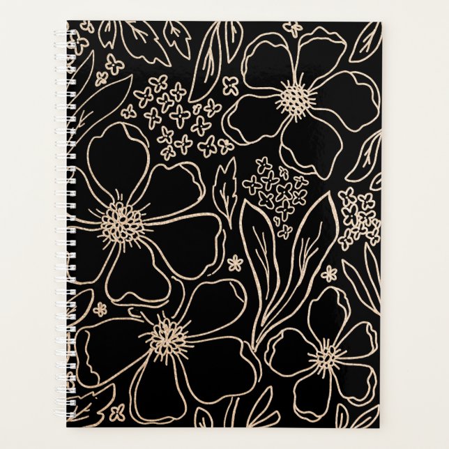Élégant motif de fleurs de ligne dorée (Devant)