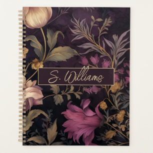 élégant motif de fleurs foncées avec nom