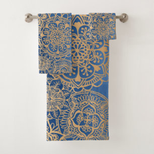 Élégant Motif de Mandala bleu et or