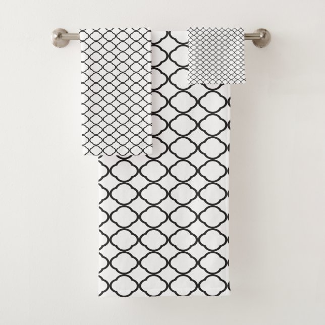 Élégant Motif en forme de Quatrefoil noir et blanc (En situation)