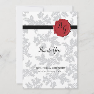 Elégant Motif et Carte de remerciements Mariage de