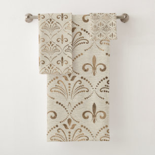 Élégant motif Fleur de lis - or pastel