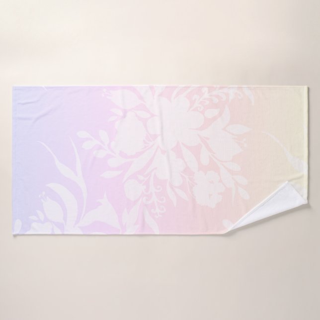 Elégant motif floral dans coussin de couleurs past (Serviette de bain)