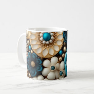 Élégant motif floral en 3D, tasse de café à motif
