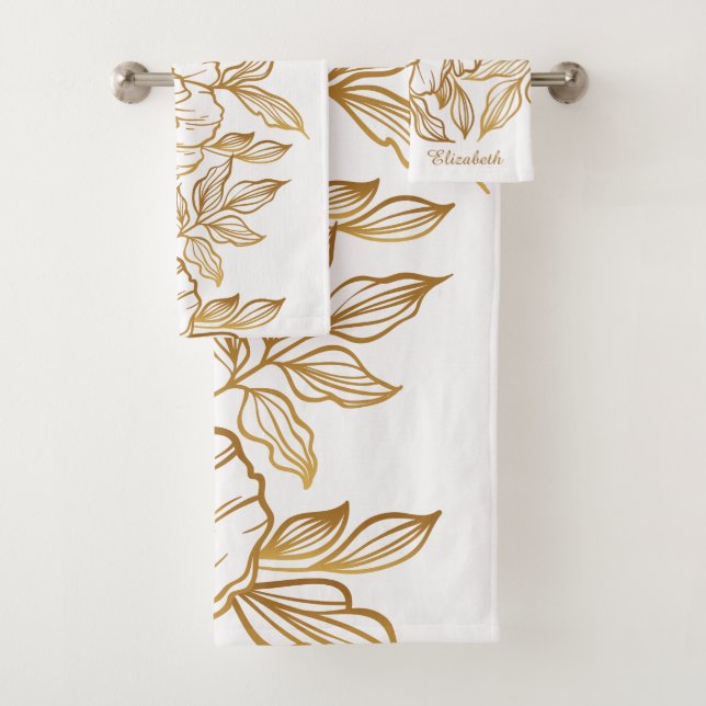 Élégant Motif Flower personnalisé nom de serviette (En situation)