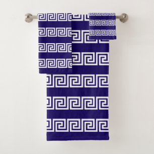 Elégant Motif grec blanc sur bleu marine