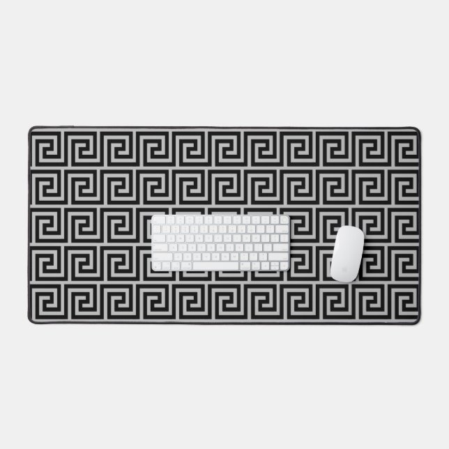 Élégant Motif grec noir et gris clair (Clavier et souris)