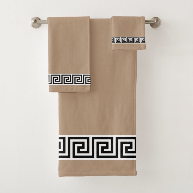 Elégant Motif grec noir sur Lucky Beige (En situation)