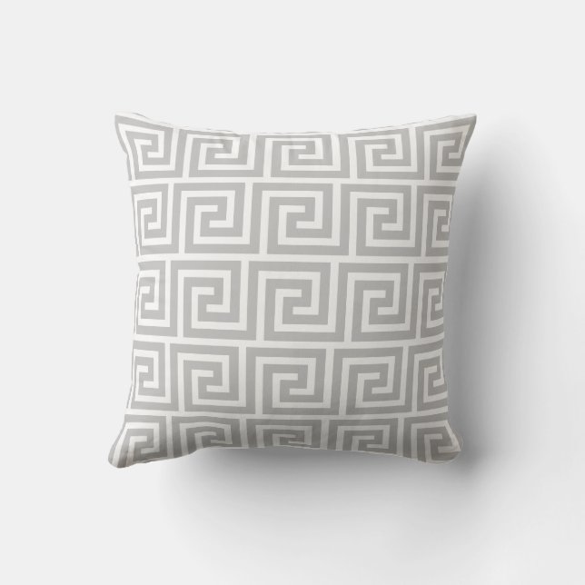Élégant Motif grec sur oreiller à lancer blanc (Verso)