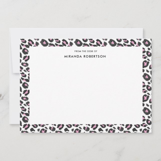 Elégant Motif Leopard, Rose, Cartes Noirs (Devant)