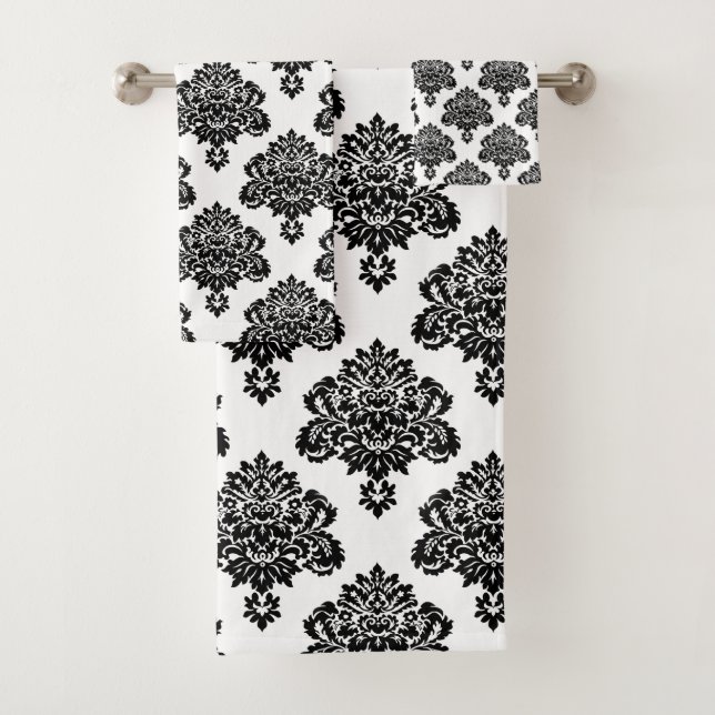 Élégant motif noir et blanc Damas (En situation)