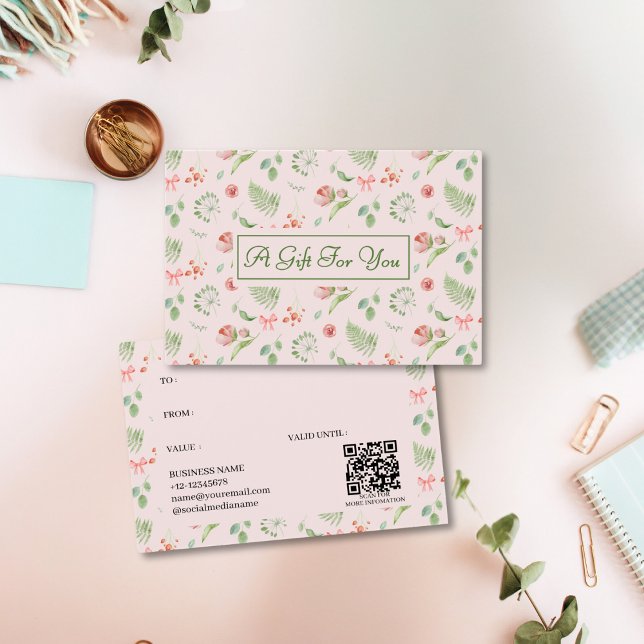 Élégant motif rose floral carte cadeau festif (Créateur téléchargé)