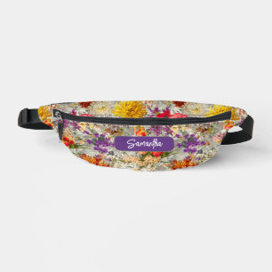 Élégant motif violet gris floral 