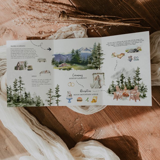 Elegant Mount Rainier Wedding Dreifach Gefaltete Einladung (Von Creator hochgeladen)