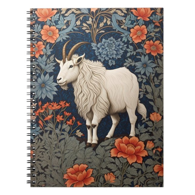 Elegant Mountain Goat William Morris Inspiriert Notizblock (Vorderseite)