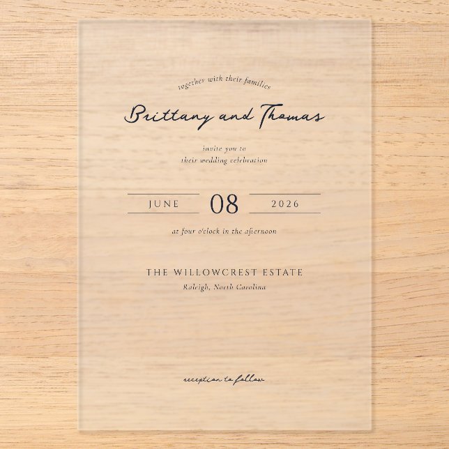 Elegant Mountain Wedding Invitation Acryleinladungen (Vorderseite)
