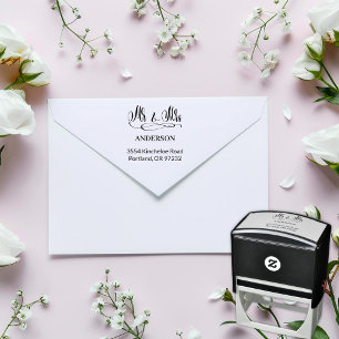 Elegant Mr. & Mrs. - Calligraphie mit Serif Schrif Permastempel