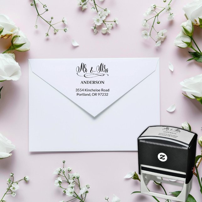 Elegant Mr. & Mrs. - Calligraphie mit Serif Schrif Permastempel (Von Creator hochgeladen)