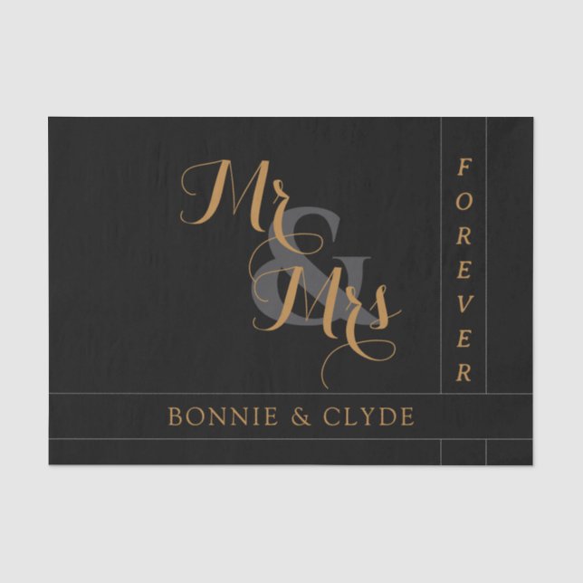 Elegant Mr. & Mrs Forever Wedding Tissue Paper Seidenpapier (Vorderseite)